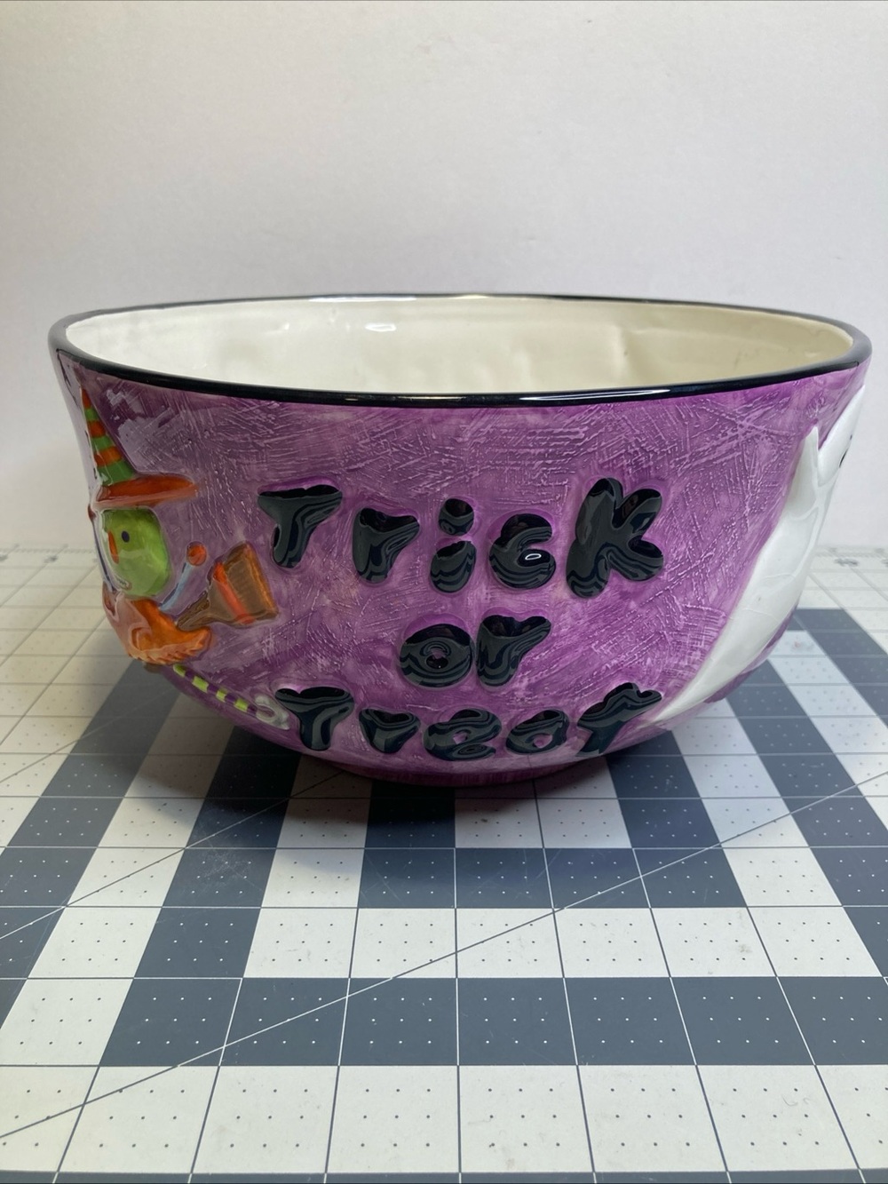 Vintage 90’sHalloween Candy Bowl Debbie Mumm Sakura Trick or Treat Purple